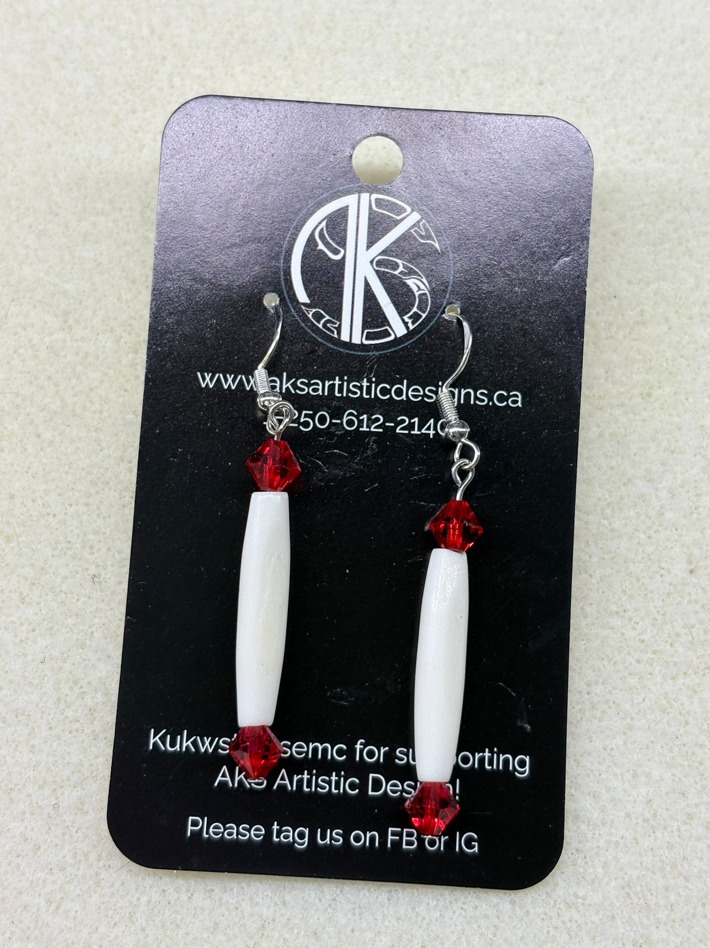 Red & Bone Earrings