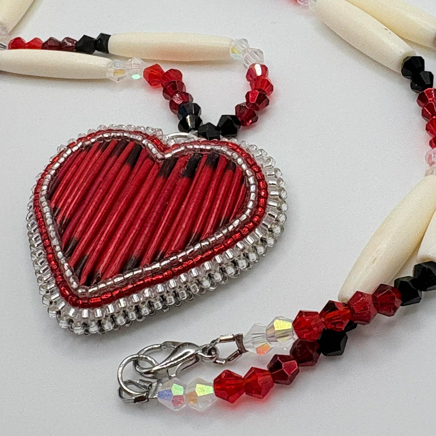 Porcupine heart necklace