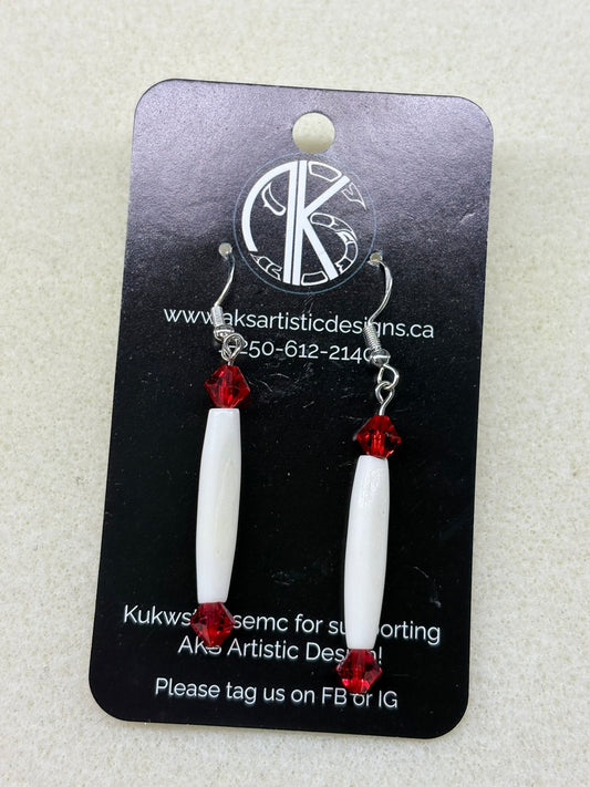 Red & Bone Earrings